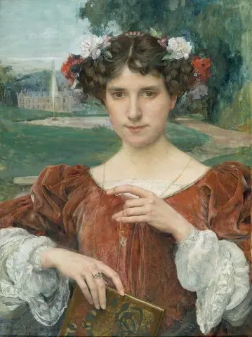 Leseren i parken til et slott 1906