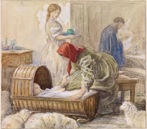«Ловцы голубя», Гарриет Мартино — Кухня фермера Челла, 1862 г.
