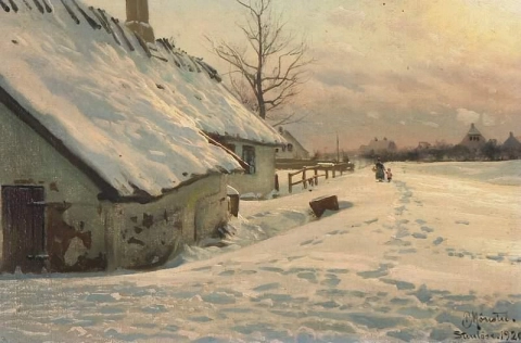 En solig vinterdag i Stenlose Danmark 1920