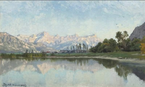 Rustige dag aan het Meer van Genève, Zwitserland 1887