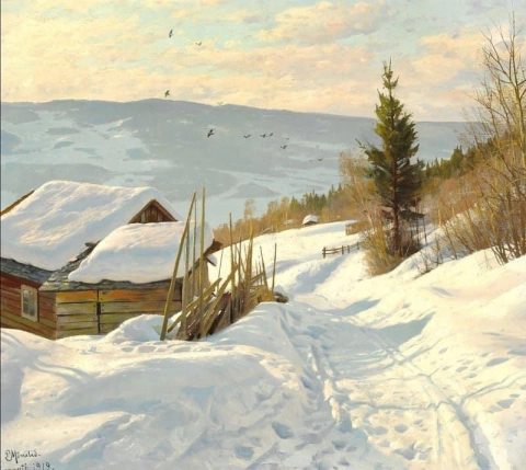 Sonniger Wintertag in Norwegen 1919