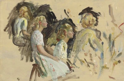 Porträtstudien von Yvonne Adams, geborene Gates, 1940er Jahre