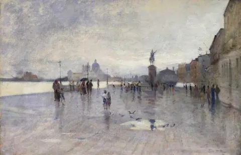 Regen Riva Degli Schiavoni Venetië 1872