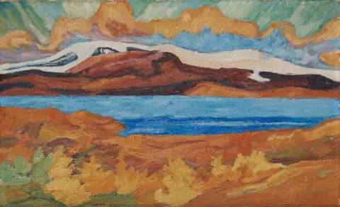 Escena de otoño desde el lago Tornetask Duortnosjavri Laponia Suecia