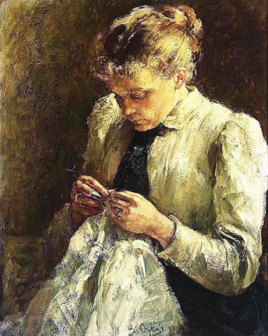 A Girl Sewing