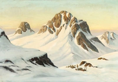 Sleighs Crossing A Greenlandic Landscape