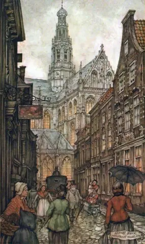 Haarlem Getekend Vanuit De Jansstraat 1971의 De Sint Bavo