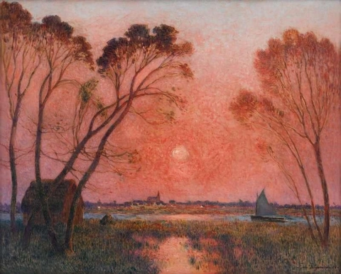 Barca sulla Briere al tramonto 1928