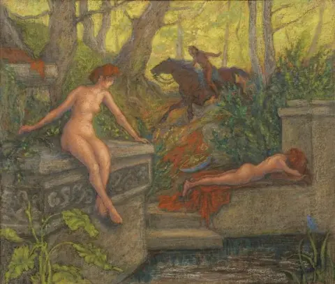 Two Nymphs Surprised by a Rider Ca. 1905