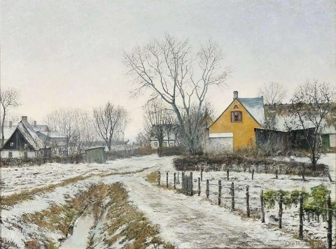 Ein Wintertag in einem Dorf
