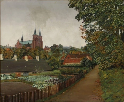 Vista de Roskilde com vista para a catedral