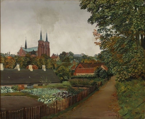 Blick von Roskilde mit Blick auf die Kathedrale