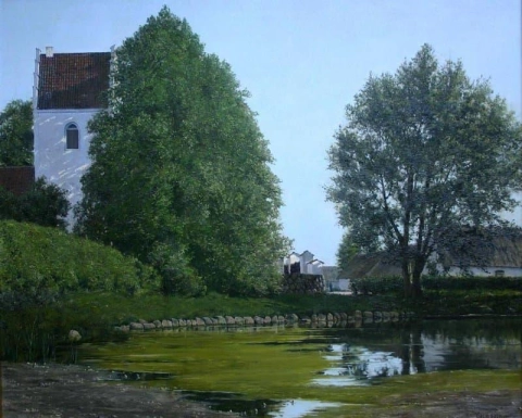 Blick Auf Die Flong-Kirche Vom Feuerteich Der Stadt