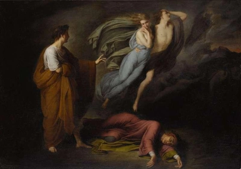 Dante en Virgil ontmoeten Francesca Da Ramini en Paolo Malatesta