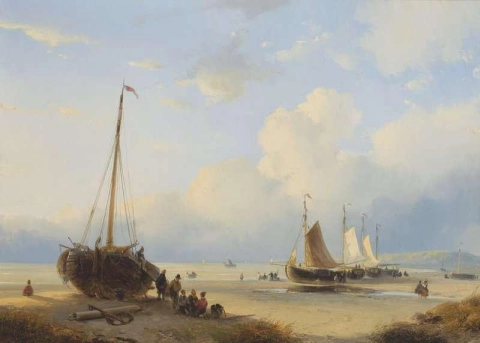 Fisherfolk With Beached Vessels 1845