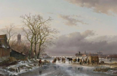 Schaatsers Bij Een Hollandse Stad 1857