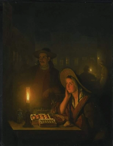 Fruit Sellers By The Light Of A Paraffin Lamp 1867