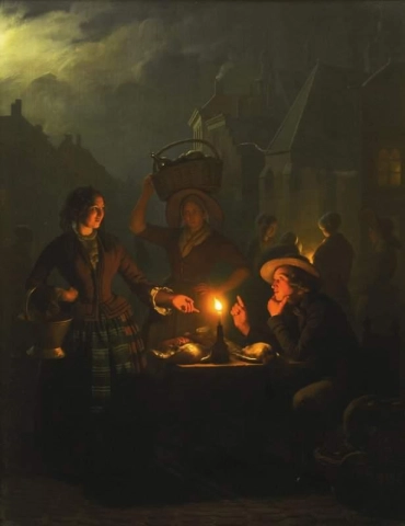 Night Market At The Groenmarkt The Hague Ca. 1852-53