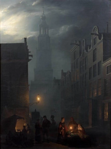 Escena nocturna en Amsterdam