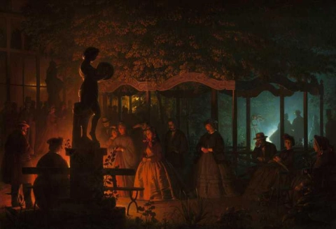 Avond van Bengaalse lichten in Vaux-hall Parc in Brussel, ca. 1864