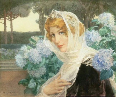 Giovane Donna Con Ortensie