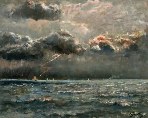 Havslandskap Med Stormigt Väder