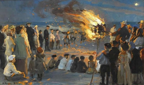 Midsummer Bonfire On Skagen Beach