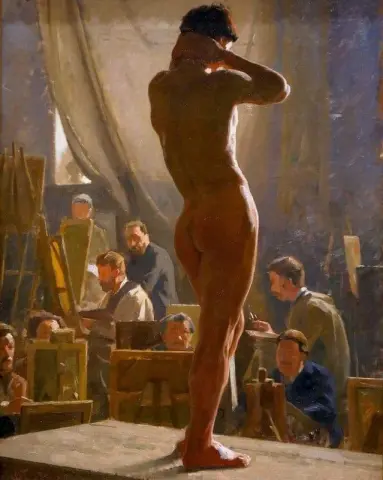 Naken mann i studioet til Bonnat 1877