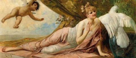 A Recumbent Young Lady With Cockatoo And Putto