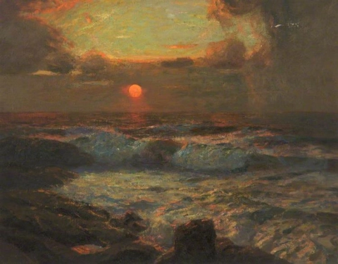 Albert Julius Olsson Pôr do sol em Land's End, Cornualha