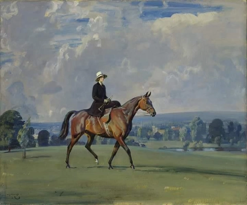 Alfred James Munnings Lady Violet Astorin muotokuva noin 1920