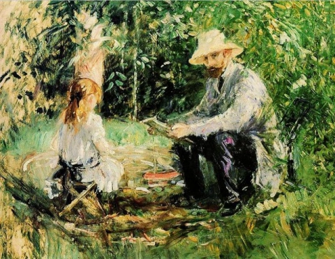 Berthe Morisot Eugene Manet And His Daughter In The Garden - 1883