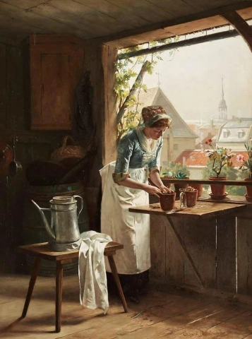 Carl Henrik Nordenberg-vrouw bij een raam, 1885