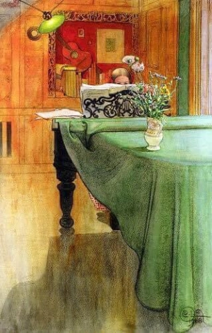 Carl Larsson Brita aan de piano, 1908