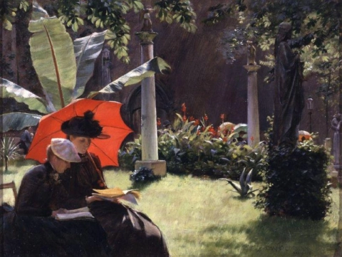 Charles Courtney Curran, Iltapäivä Cluny Gardenissa, Pariisi, 1889