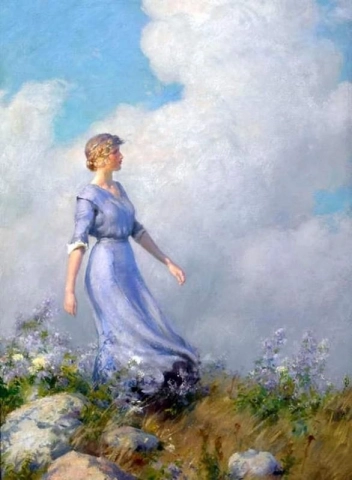 Charles Courtney Curran, La cima de la colina ventosa, 1915