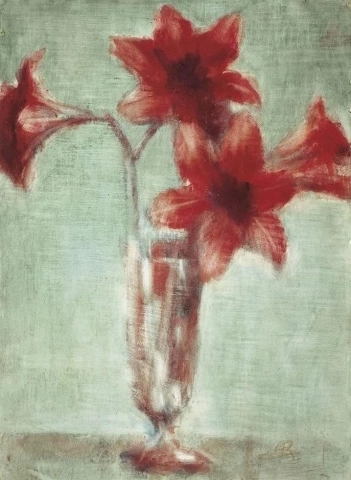 Christian Rohlfs, Amaryllis auf grünem Grund, 1937