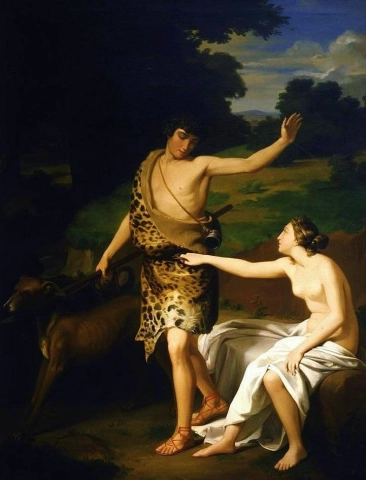 Claudio Lorenzale Venus och Adonis 1842