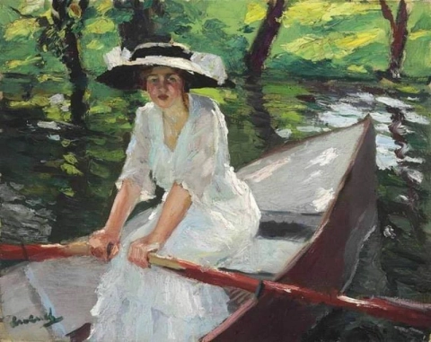 Edward Cucuel, kvinna i roddbåt