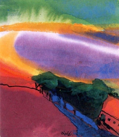 Paisaje de Emil Nolde - Rojo-amarillo-verde - C 1940