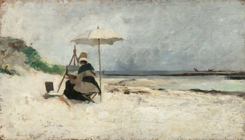 Emma Löwstädt-Chadwick, Ombrellone da spiaggia, Bretagna (Ritratto di Amanda Sidwall), 1880