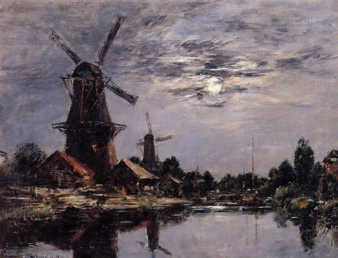 Eugene Boudin Dutch Windmills 1884