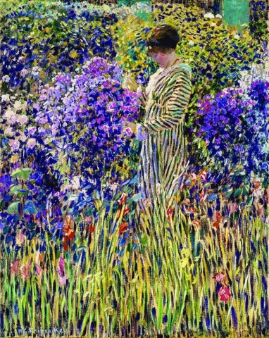 Frederick Carl Frieseke Signora in un giardino