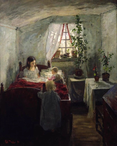 Ochtendinterieur uit een vissershuis - 1890