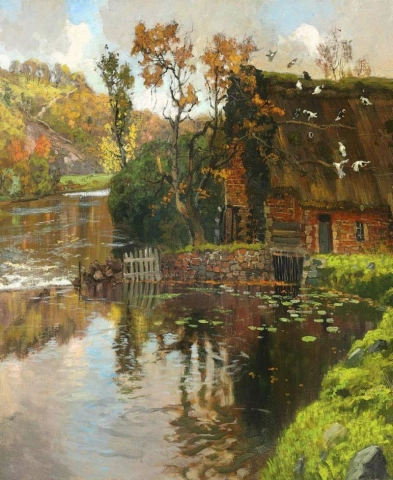 Häuschen an einem Bach – 1901