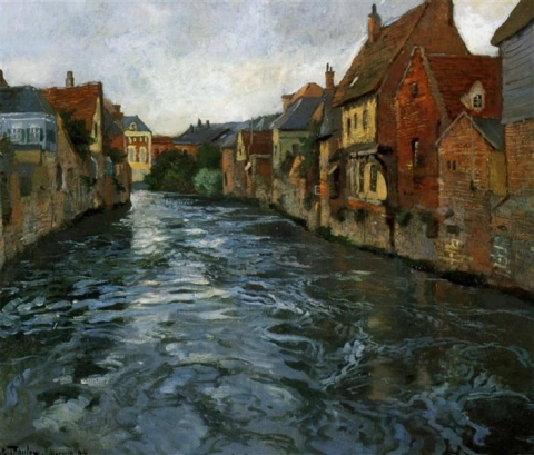 Flodutsikt över Abbeville - 1894