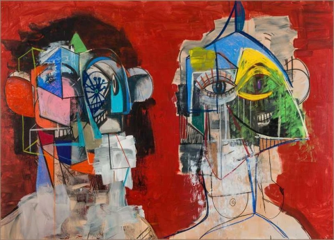 George Condo Doppia Testa 2014