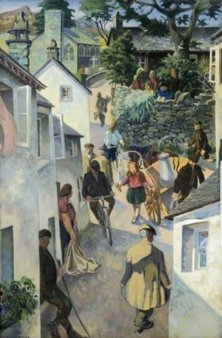 Gilbert Spencer De school op Peggy Hill Ambleside 1952