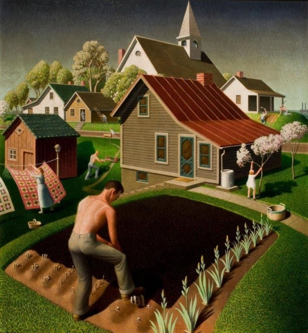 Grant Wood-lente in de stad - 1941