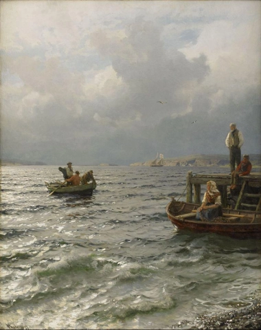 Hans Fredrik Gude Pescador en la costa